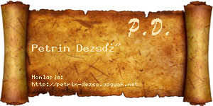 Petrin Dezső névjegykártya